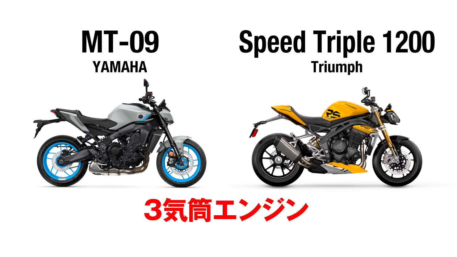  YAMAHA MT-09とSpeed Triple1200